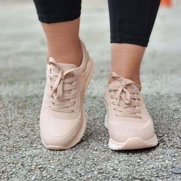 Trendy Blush Lace Up Sneakers Women’s Athletic Shoes - Picture 4 of 5